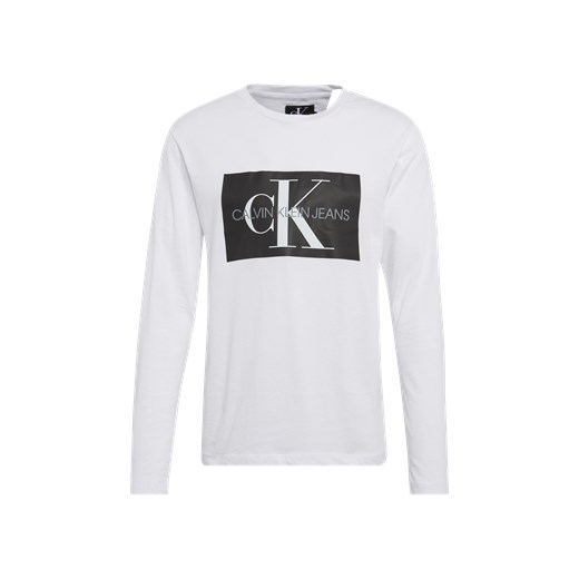 T-shirt męski Calvin Klein biały z długimi rękawami w stylu młodzieżowym 