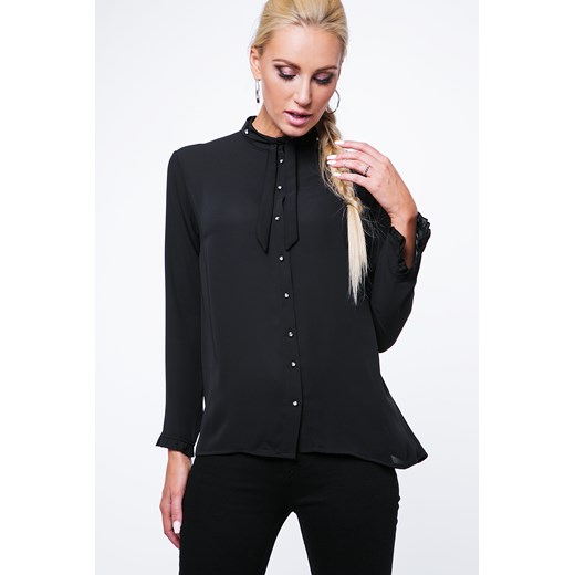 Koszula z cyrkoniami czarna MP26005  fasardi S wyprzedaż fasardi.com 