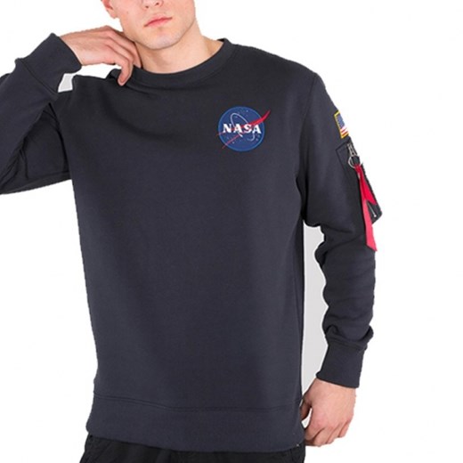 Bluza męska Alpha Industries Space Shuttle Sweater 178307 07 - GRANATOWY  Alpha Industries M sneakerstudio.pl