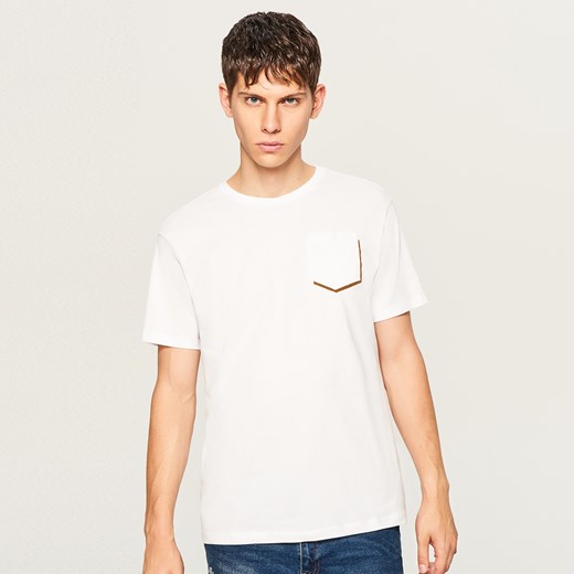 Reserved - T-shirt z kieszonką z przodu - Biały  Reserved XXL 