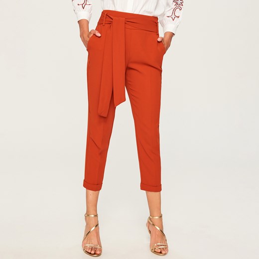 Reserved - Spodnie z wiązanym paskiem - Pomarańczo Reserved  36 