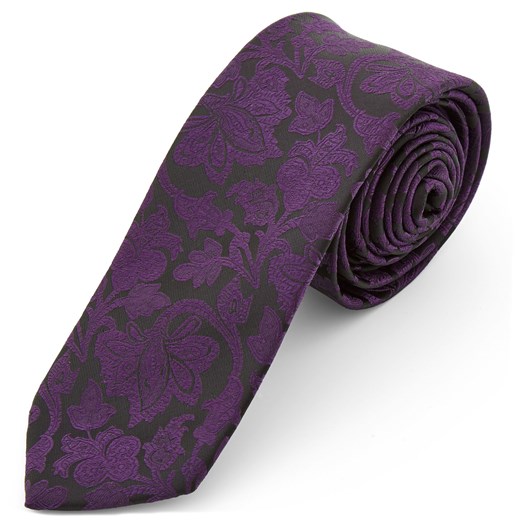 Fioletowo-czarny krawat z poliestru w barokowym stylu  Trendhim  