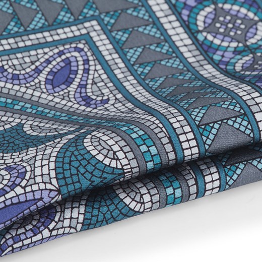 Poszetka w szaro-niebieskim kolorze ze wzorem mozaiki  Trendhim  