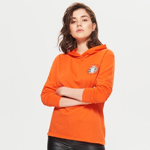 Cropp - Bluza z kapturem - Pomarańczowy Cropp M
