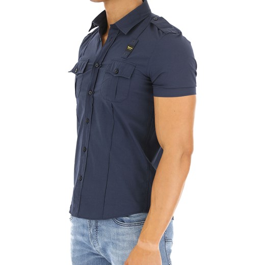 Blauer Koszula dla Mężczyzn Na Wyprzedaży w Dziale Outlet, niebieski denim, Bawełna, 2019, M S