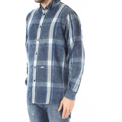 Dsquared Koszula dla Mężczyzn Na Wyprzedaży w Dziale Outlet, niebieski denim, Bawełna, 2019, L M