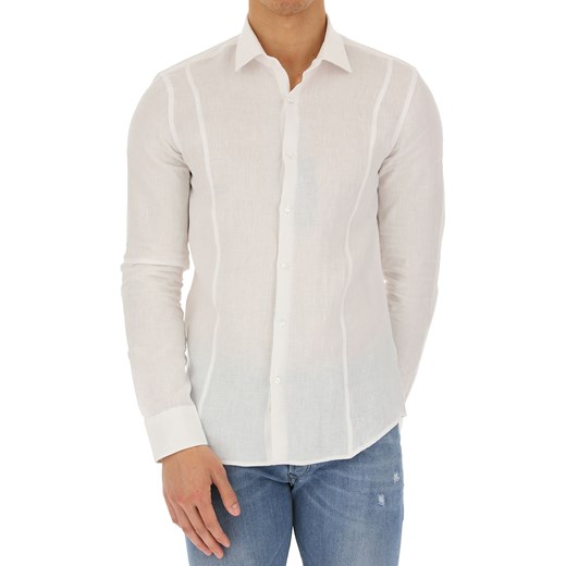 Guess Koszula dla Mężczyzn Na Wyprzedaży, biały, Len, 2019, 39 41