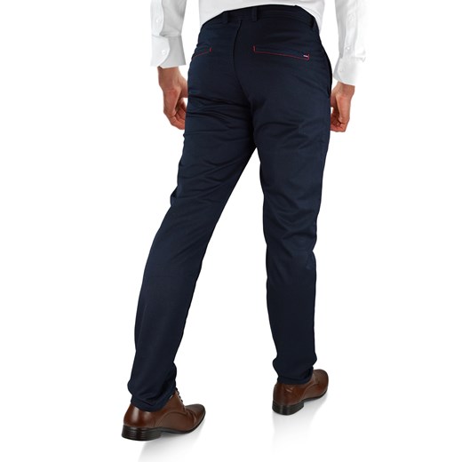 Eleganckie spodnie męskie chinosy Hassle Seven w kolorze granatowym czarny  96 cm/L32 merits.pl