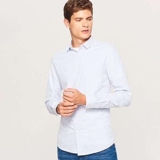Reserved - Koszula slim fit w paski - Niebieski Reserved  XS 