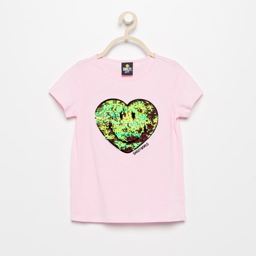 Reserved - T-shirt z cekinami - Różowy  Reserved 104 