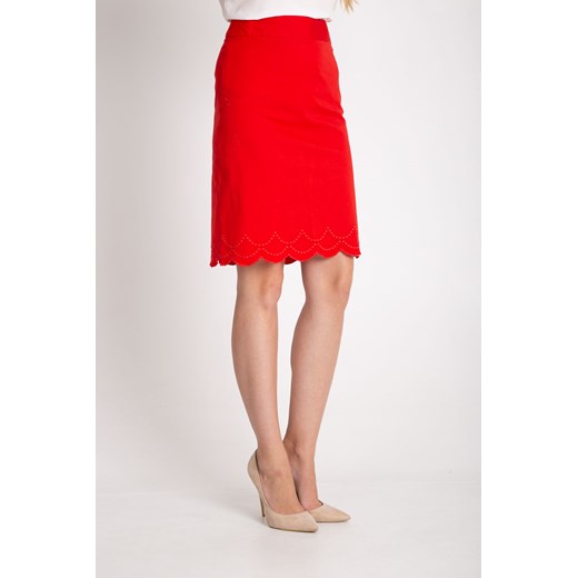 Czerwona spódnica z ażurowym wzorem Quiosque  46 quiosque.pl