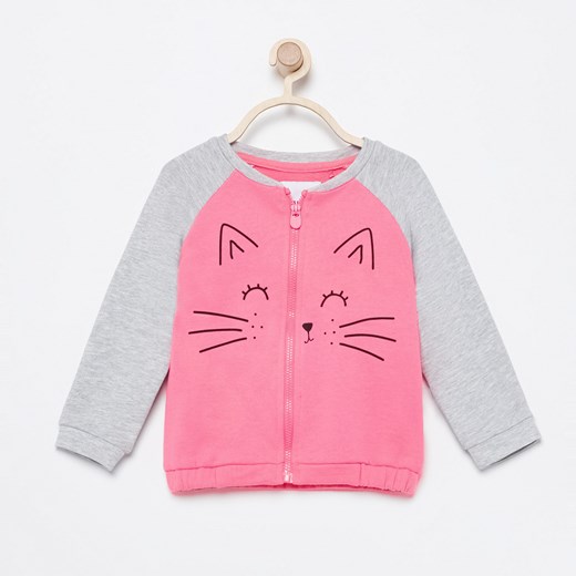 Reserved - Rozpinana bluza z kotkiem - Różowy Reserved rozowy 62 