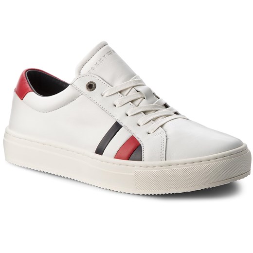Sneakersy TOMMY HILFIGER - Corporate Leather Detail Sneaker FM0FM01819  White 100 Tommy Hilfiger  43 eobuwie.pl