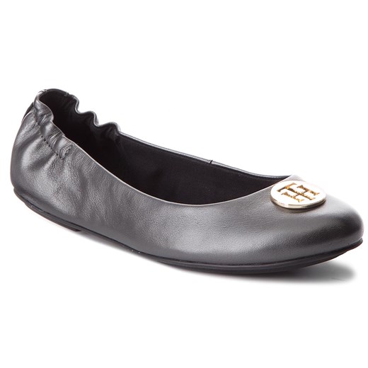 Baleriny TOMMY HILFIGER - Pearlized Leather Ballerina FW0FW03412 Black 990  Tommy Hilfiger 40 eobuwie.pl