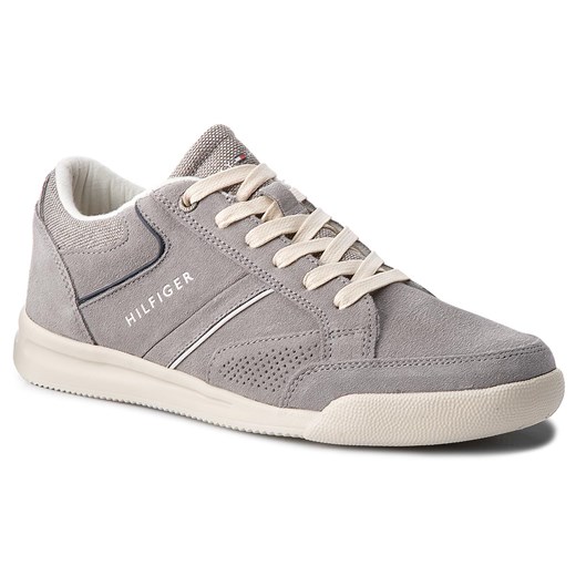 Sneakersy TOMMY HILFIGER - Corporate Detail Suede Sneaker FM0FM01622  Light Grey 004  Tommy Hilfiger 41 eobuwie.pl