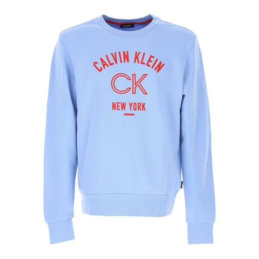 Calvin Klein Bluza dla Mężczyzn Na Wyprzedaży, Jasny niebieski, Bawełna, 2019, S XL