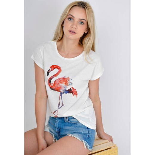 T-shirt z malowanym flamingiem Zoio  L promocyjna cena zoio.pl 