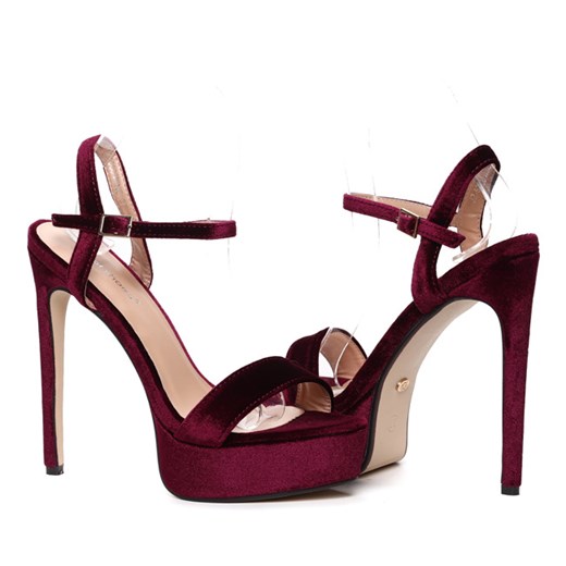 Burgundowe szpilki z weluru Royalfashion.pl 36