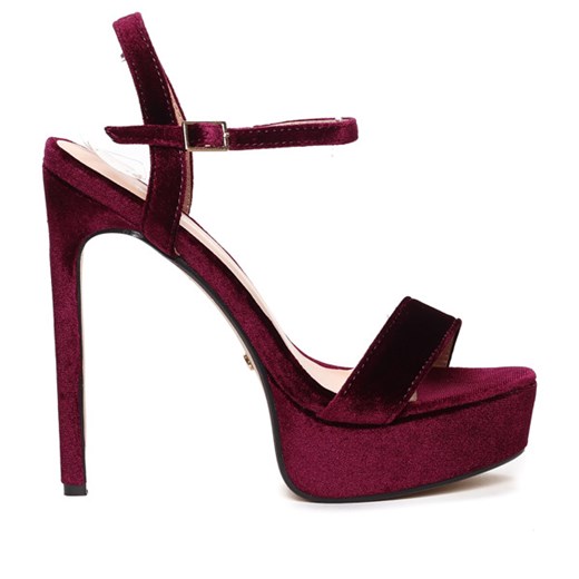 Burgundowe szpilki z weluru Royalfashion.pl 36