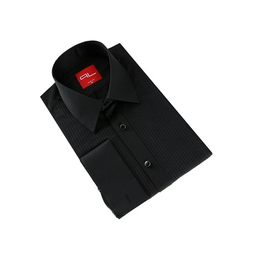 Koszula męska PLM-1X-112-C czarna, na spinki, SLIM FIT Pako Lorente L okazyjna cena