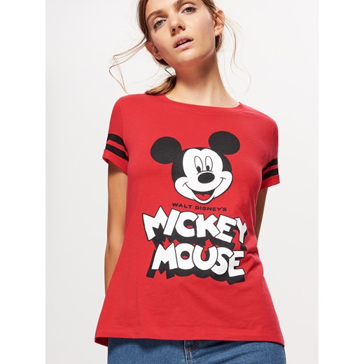 Cropp - Koszulka z nadrukiem mickey mouse - Czerwony Cropp  XL 
