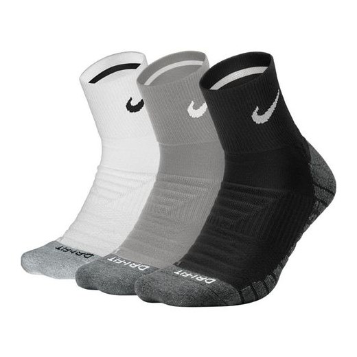 Skarpety tenisowe Dry Cushioned Quarter 3 pary Nike (białe/szare/czarne)