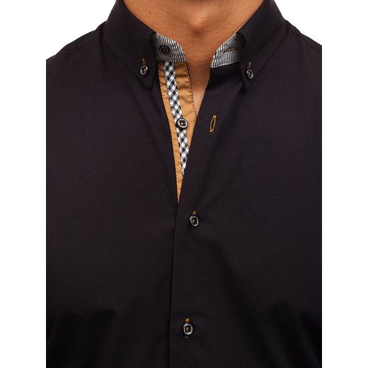 Koszula męska elegancka z długim rękawem czarna Bolf 8801 Denley  L 
