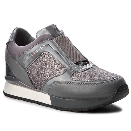 Sneakersy TOMMY HILFIGER - Elastic Wedge Sneaker FW0FW03553 Steel Grey 039