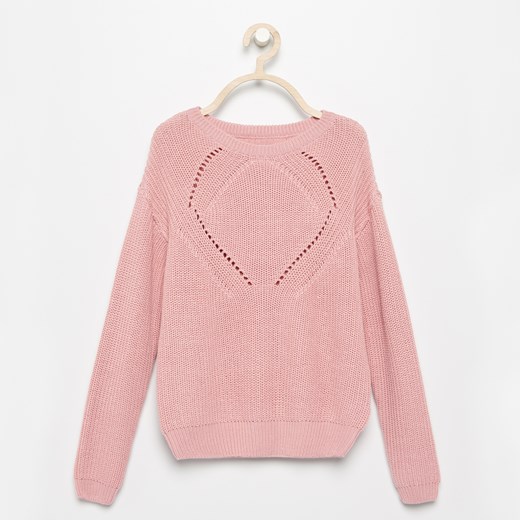 Reserved - Sweter z ażurowym wzorem - Różowy Reserved  152 