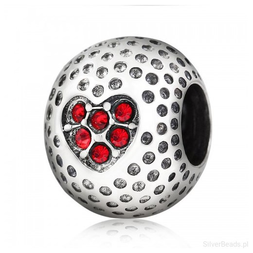 D816 Serce charms koralik beads srebro 925