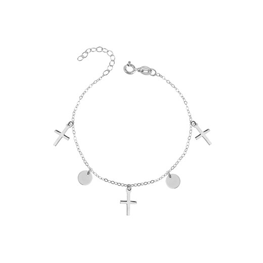 Elegancka rodowana srebrna bransoleta gwiazd celebrytka choker kółka circle coin krzyżyk cross srebro 925 R0118B