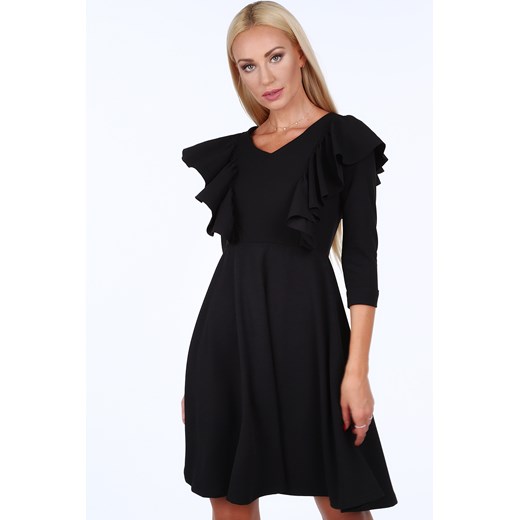 Sukienka z falbanami czarna 1818 fasardi  XL fasardi.com