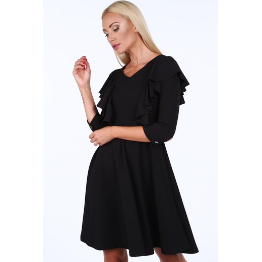 Sukienka z falbanami czarna 1818  fasardi S fasardi.com
