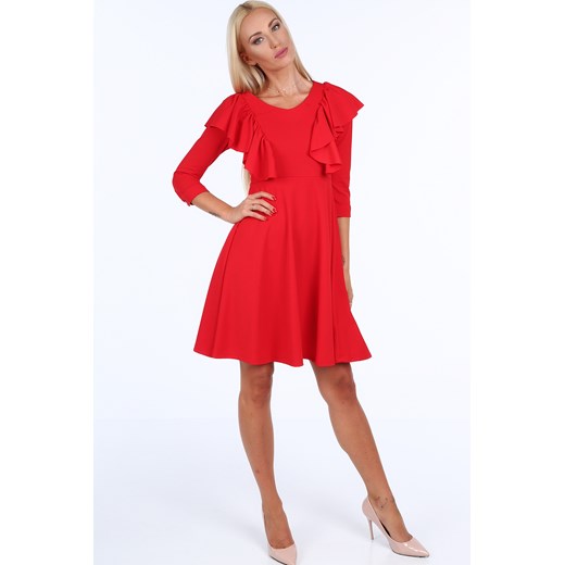 Sukienka z falbanami czerwona 1818 fasardi  L fasardi.com