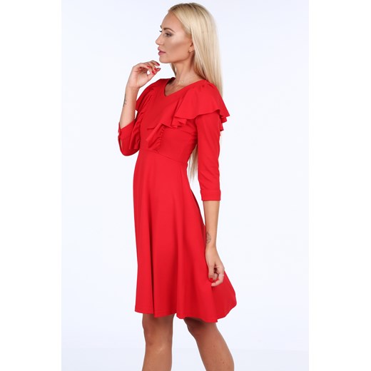 Sukienka z falbanami czerwona 1818  fasardi S fasardi.com