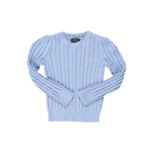 Sweter dziewczęcy Polo Ralph Lauren niebieski z bawełny 