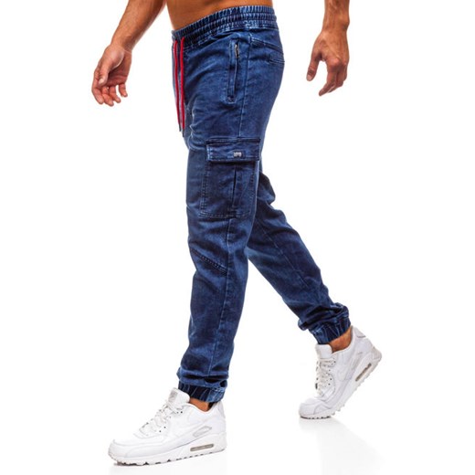 Spodnie jeansowe joggery męskie granatowe Denley Y264  Denley XL 