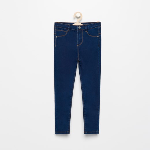 Reserved - Jeansowe spodnie skinny z wysoką talią - Niebieski granatowy Reserved 128 