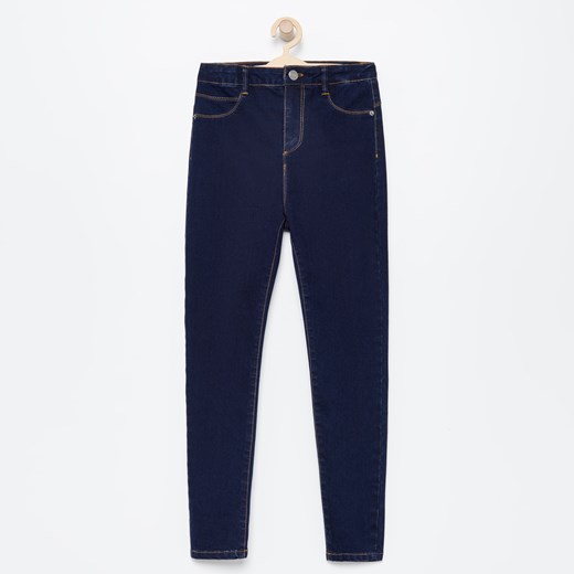 Reserved - Jeansowe spodnie skinny z wysoką talią - Niebieski czarny Reserved 152 