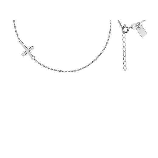 Elegancki rodowany srebrny naszyjnik krzyż krzyżyk srebro R0105N
