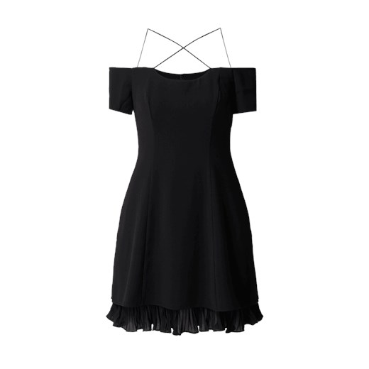 Sukienka z odkrytymi ramionami z plisowanym dołem czarny Miss Sixty S Fashion ID GmbH & Co. KG