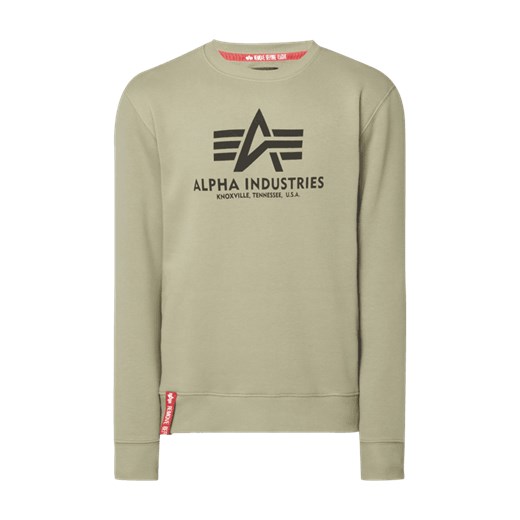 Bluza z nadrukowanym logo bezowy Alpha Industries L Fashion ID GmbH & Co. KG