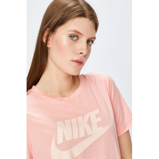 Bluzka damska Nike Sportswear różowa z okrągłym dekoltem z poliestru w sportowym stylu 