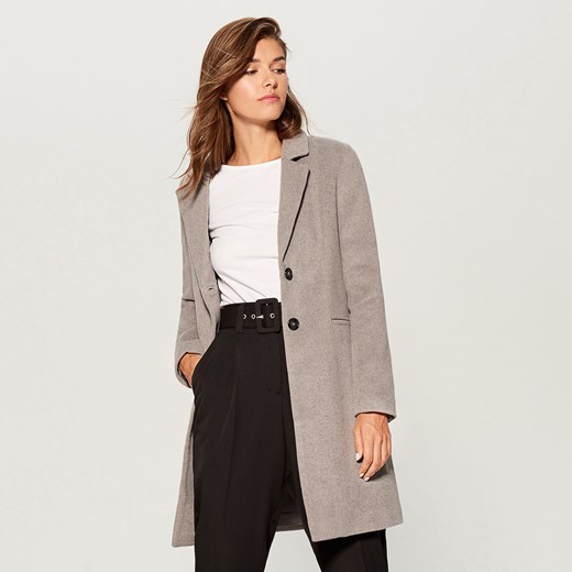 Mohito - Płaszcz z domieszką wełny - Jasny szar szary Mohito 38 