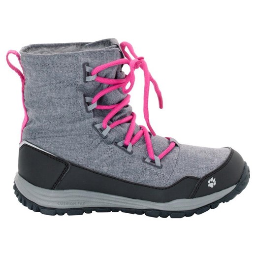 Buty zimowe dziecięce szare Jack Wolfskin sznurowane śniegowce