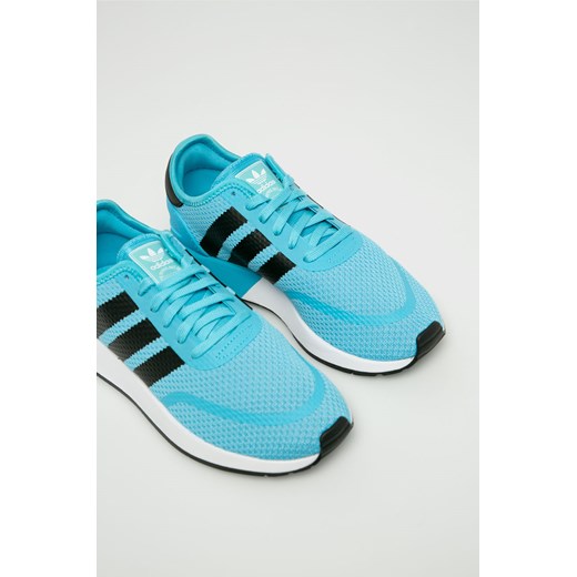 Adidas Originals buty sportowe damskie dla biegaczy sznurowane niebieskie gładkie 