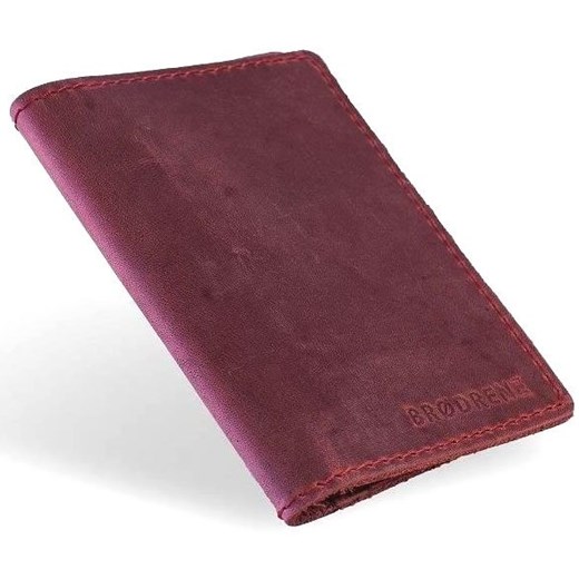 Skórzany cienki portfel slim wallet BRODRENE SW05 czerwony Brødrene   Skorzana.com