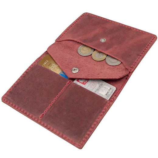 Skórzany cienki portfel slim wallet BRODRENE SW08 czerwony Brødrene   Skorzana.com