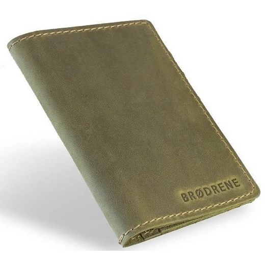 Skórzany cienki portfel slim wallet BRODRENE SW07 zielony  Brødrene  Skorzana.com