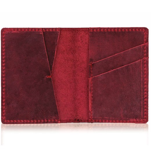 Skórzany cienki portfel slim wallet BRODRENE SW07 czerwony Brødrene   Skorzana.com